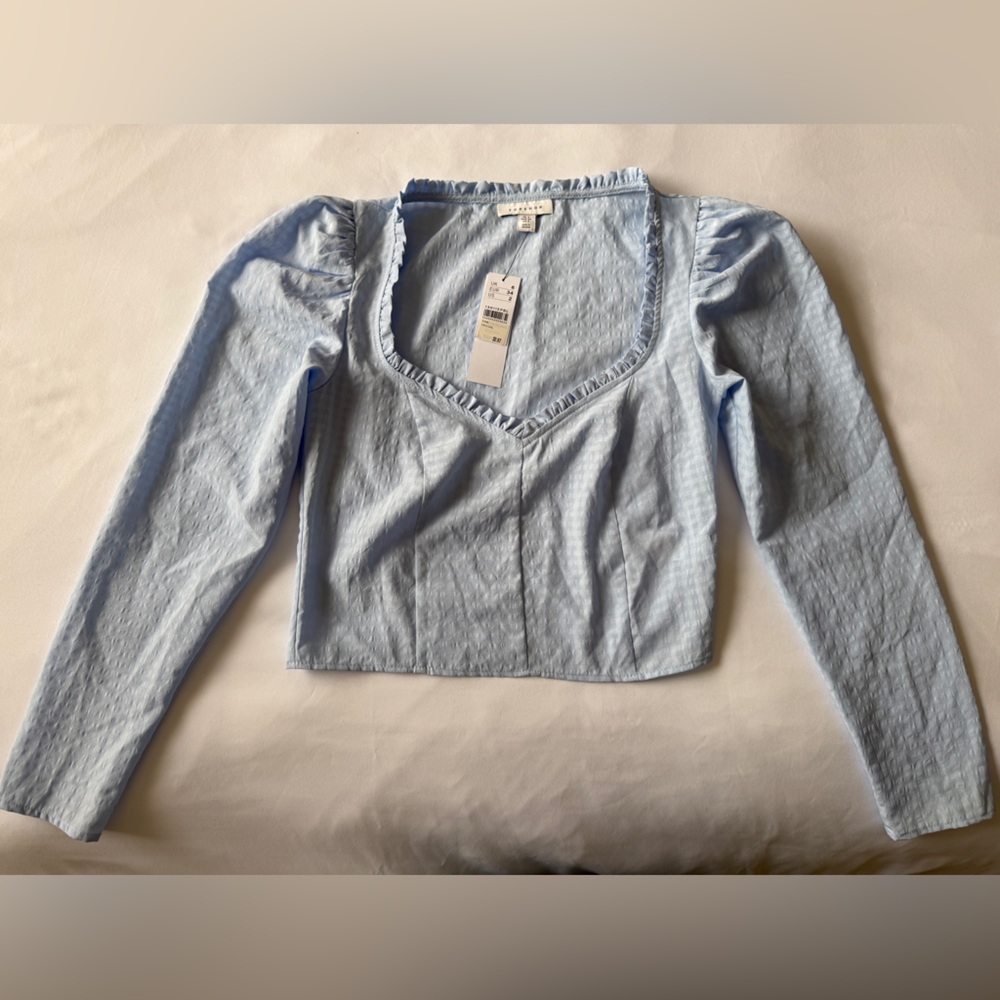 Topshop Light Blue Ruffle Blouse